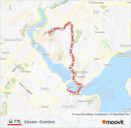 77Ç Bus Line Map