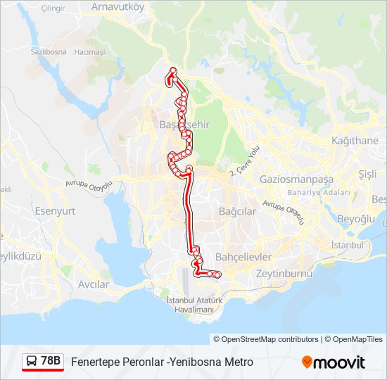 78B bus Line Map