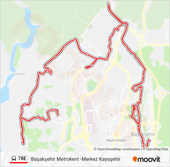 78E otobüs Hattı Haritası