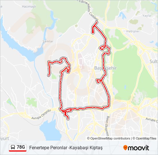 78G otobüs Hattı Haritası