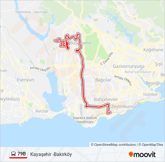 79B Otobüs Line Map