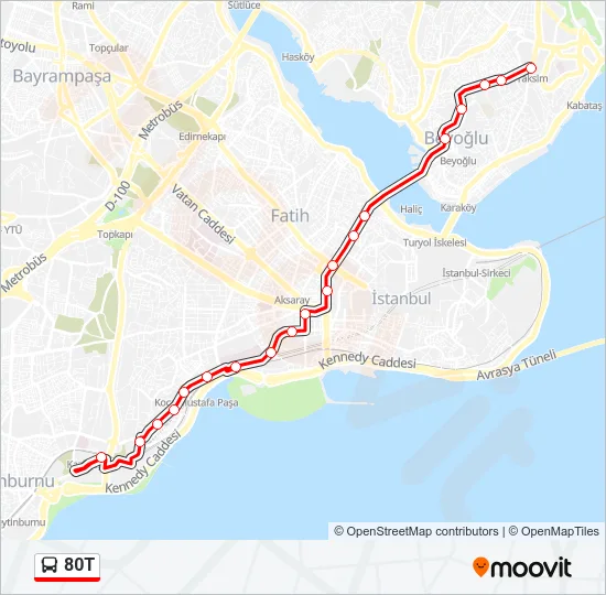 80T Bus Line Map