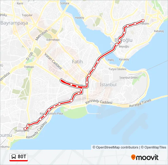 80T Bus Line Map