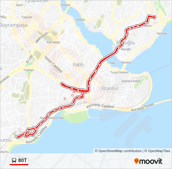 80T Bus Line Map