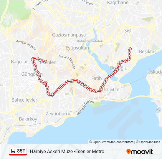 85T Bus Line Map