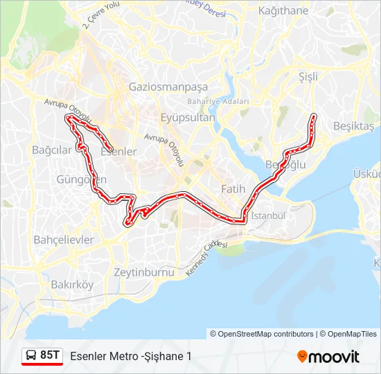 85T Bus Line Map