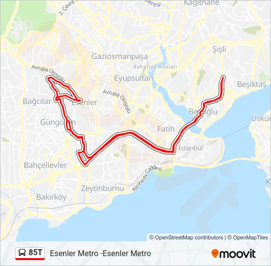 85T Bus Line Map