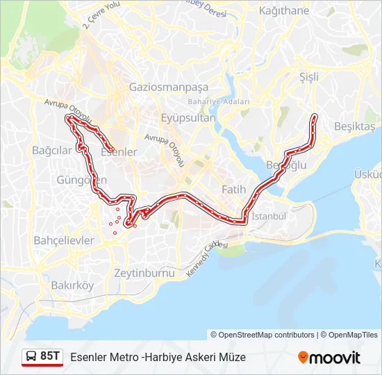 85T Bus Line Map