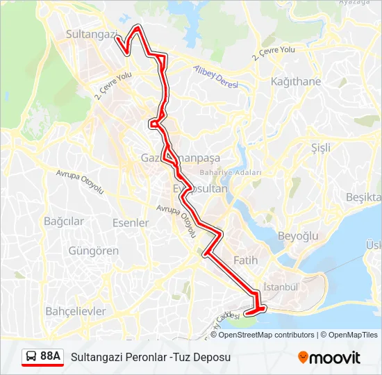 88A Bus Line Map