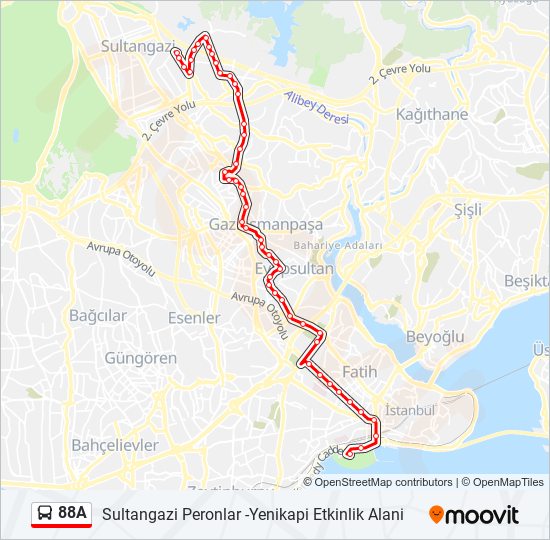 88A bus Line Map