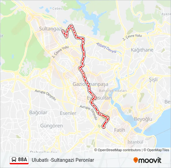 88A Bus Line Map