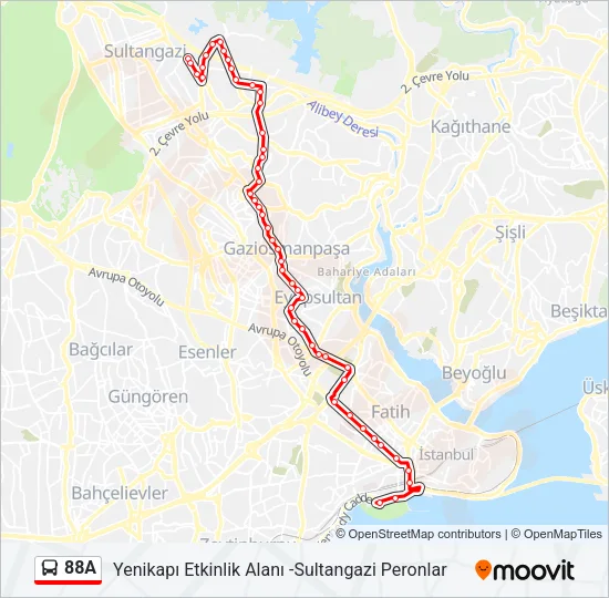 88A Bus Line Map