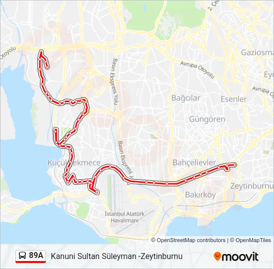 89A Bus Line Map