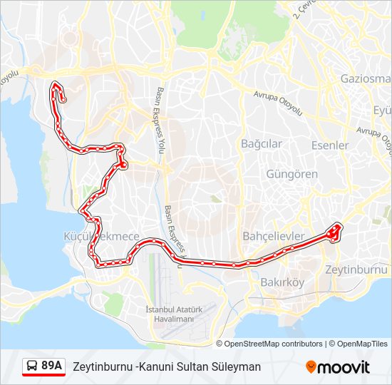 89A bus Line Map