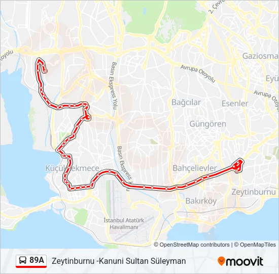 89A Bus Line Map
