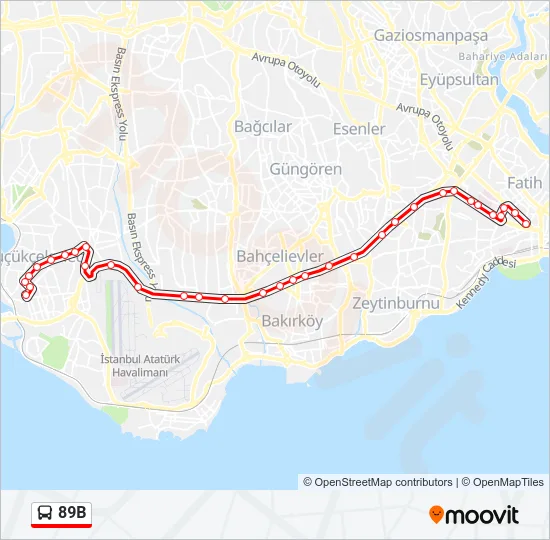 89B Bus Line Map