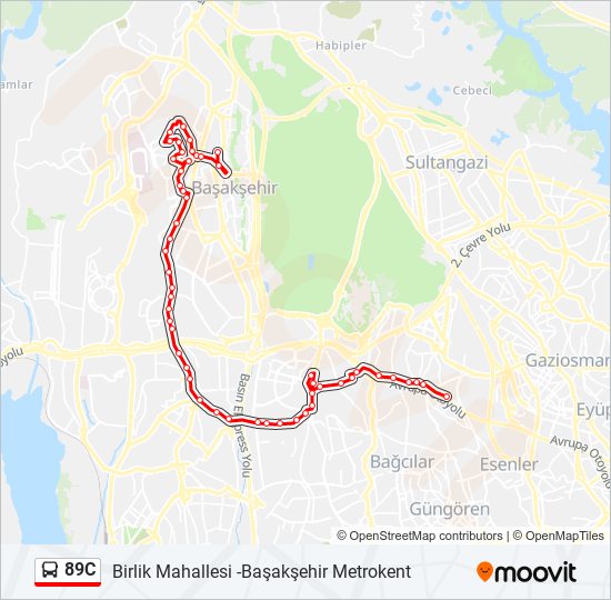 89c Route: Schedules, Stops & Maps - Birlik Mahallesi -Başakşehir 