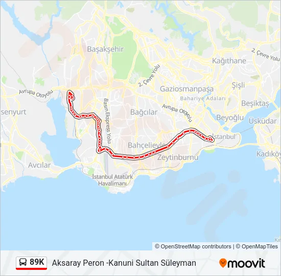 89K Bus Line Map