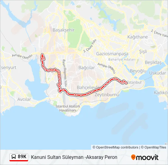 89K Bus Line Map