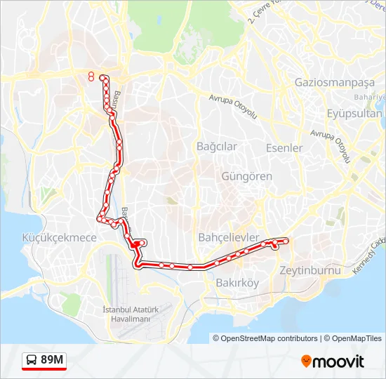 89M Bus Line Map