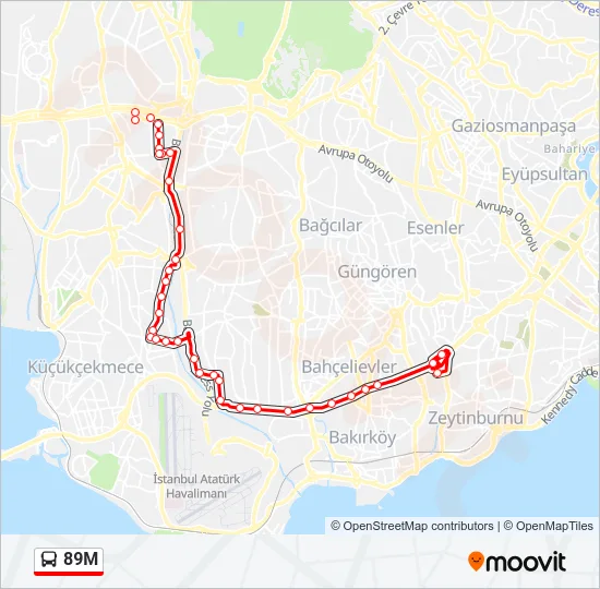 89M Bus Line Map