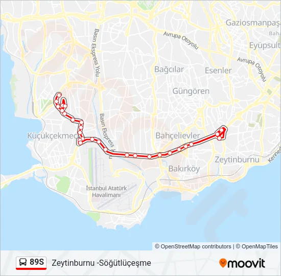 89S Bus Line Map