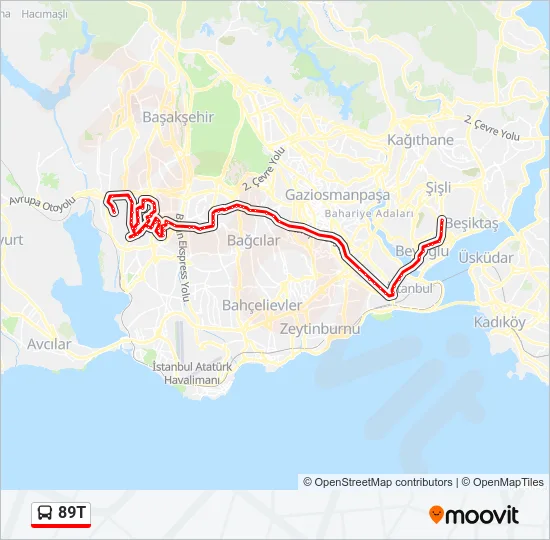 89T Bus Line Map