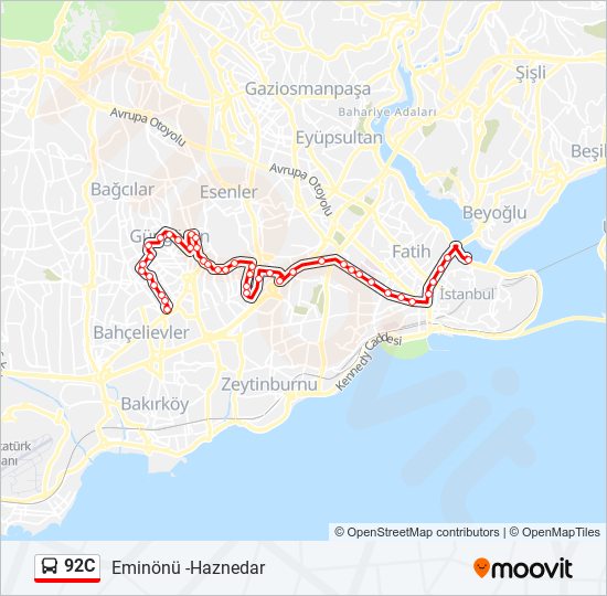 92C bus Line Map