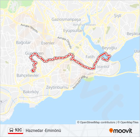 92C bus Line Map