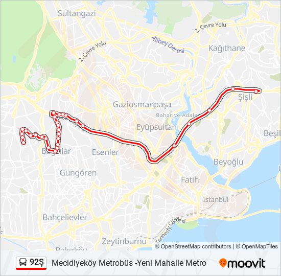 92Ş bus Line Map