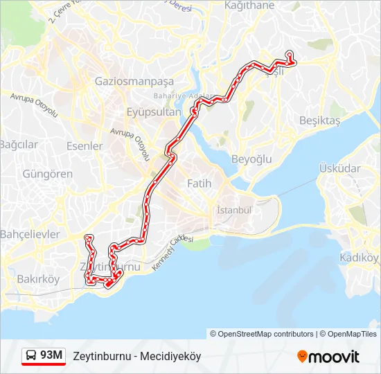 93M Bus Line Map