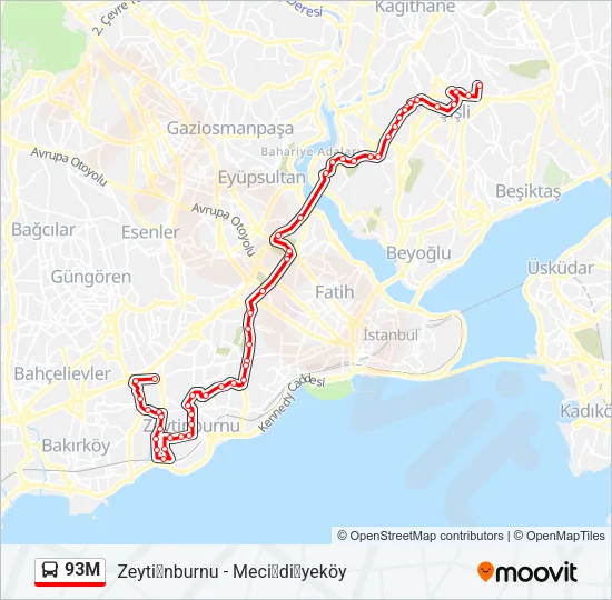 93M Bus Line Map