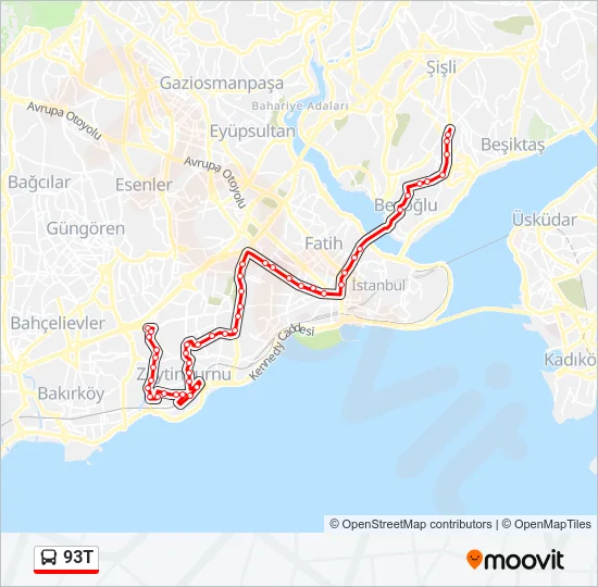 93T Bus Line Map