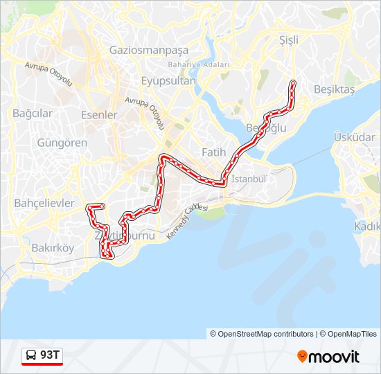 93T Bus Line Map