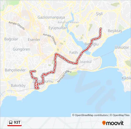 93T Bus Line Map