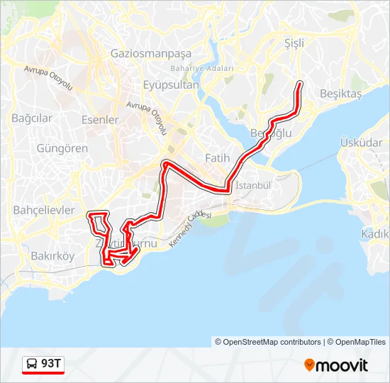 93T Bus Line Map
