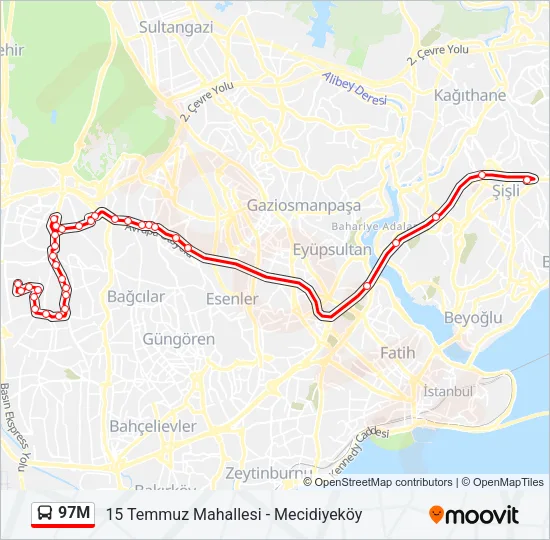 97M Bus Line Map