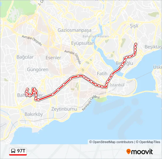 97T Bus Line Map