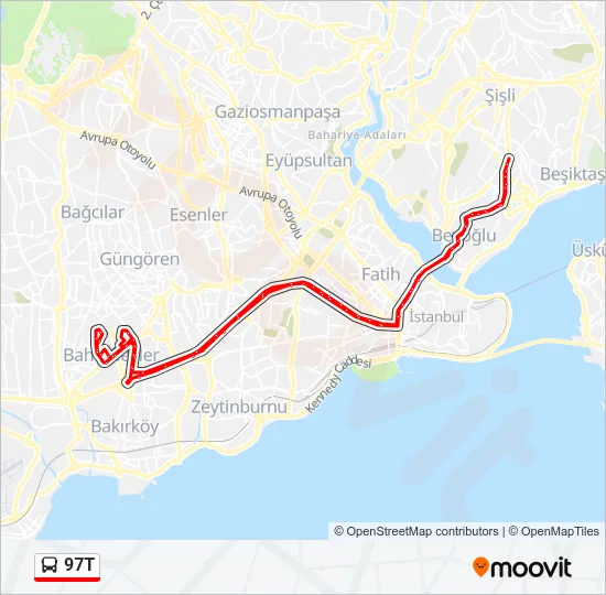 97T Bus Line Map