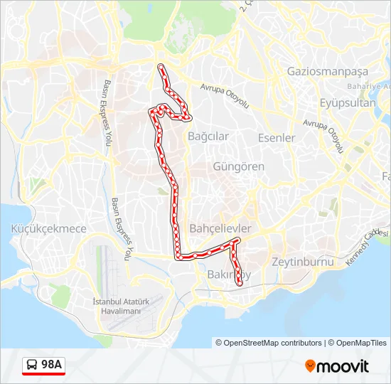 98A Bus Line Map