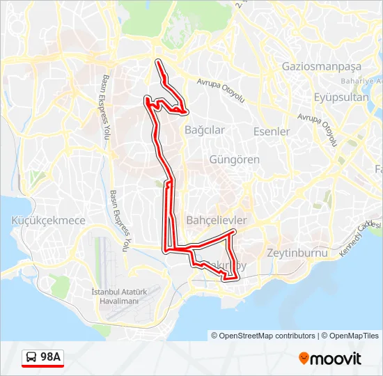 98A Bus Line Map