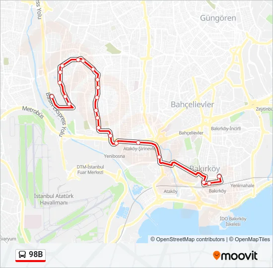 98B Bus Line Map