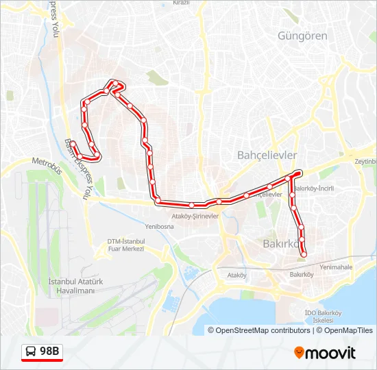 98B Bus Line Map