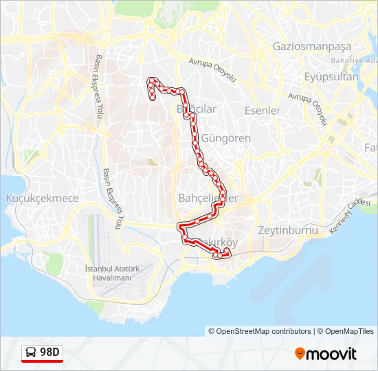 98D Bus Line Map