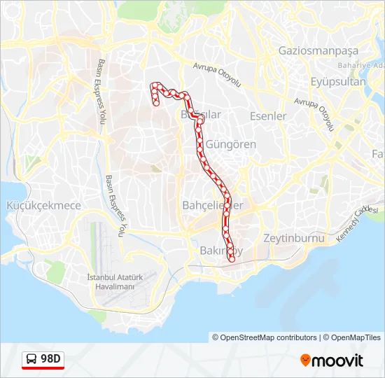 98D Bus Line Map