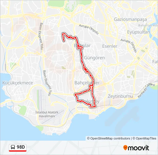 98D Bus Line Map