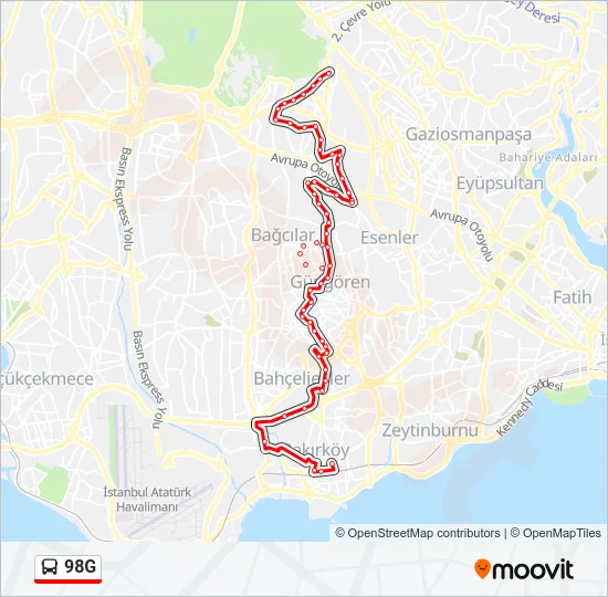 98G Bus Line Map
