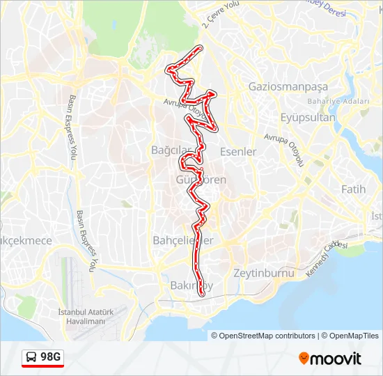 98G Bus Line Map