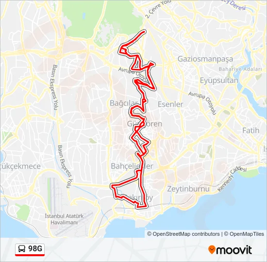 98G Bus Line Map