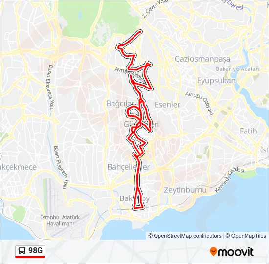 98G Bus Line Map